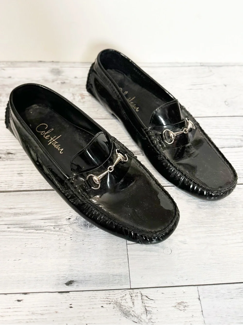 Cole Haan Black Patent Leather Loafers Sz